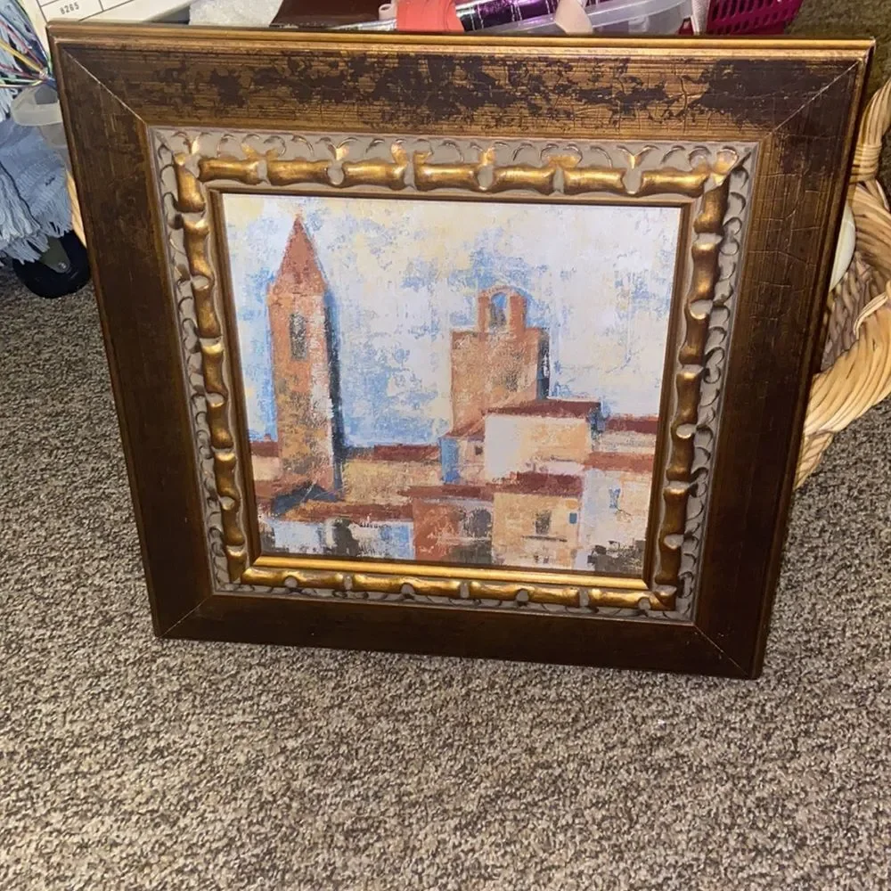 Antique Hand oil painting Frame Vintage